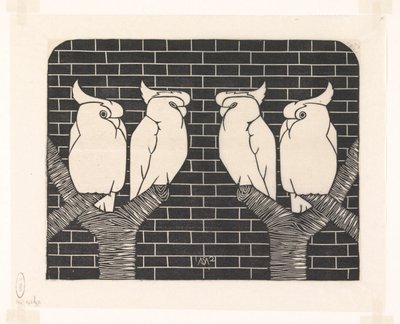 Quattro cacatua coronati da Samuel Jessurun de Mesquita (signed by artist)