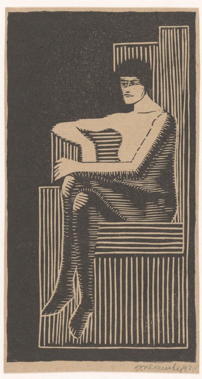 Nudo seduto in sedia geometrica da Samuel Jessurun de Mesquita (signed by artist)