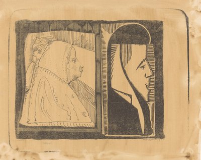 Fantasia: due cornici, in ciascuna un profilo a destra (e nella cornice sinistra due profili più piccoli a sinistra) da Samuel Jessurun de Mesquita