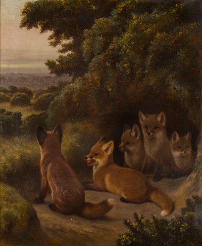 Una cucciolata di volpi (c.1855-92) da Samuel John Carter