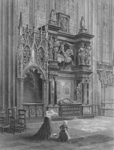 Tomba di Louis de Brézé, Cattedrale di Rouen (incisione) da Samuel John Hodson