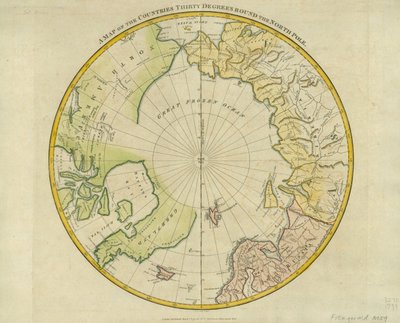 Mappa dei paesi a trenta gradi intorno al Polo Nord, da 