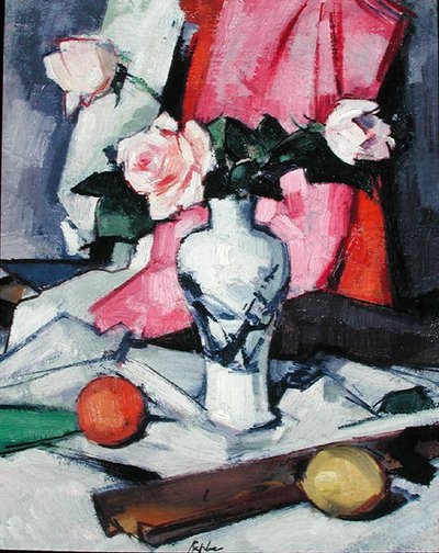 Rose in un vaso giapponese, c.1923 da Samuel John Peploe