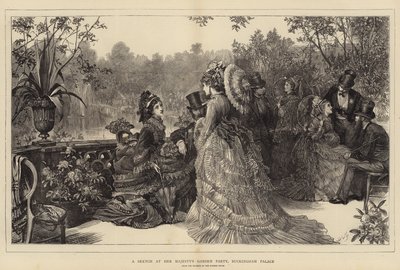 Uno schizzo alla festa in giardino di Sua Maestà, Buckingham Palace da Samuel Luke Fildes