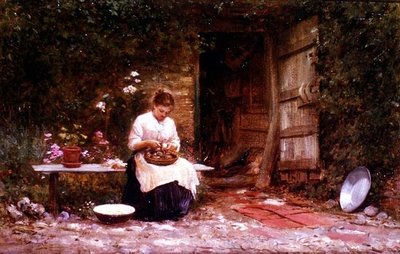 Sbucciando patate da Samuel Luke Fildes