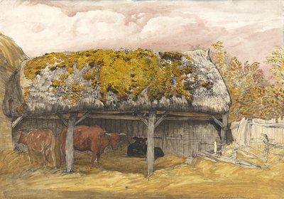Una stalla per mucche con un tetto muschioso, c.1829 da Samuel Palmer