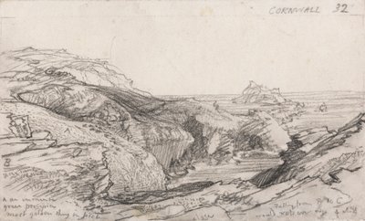 Una pagina da un taccuino di schizzi della Cornovaglia: Cornovaglia 32 da Samuel Palmer