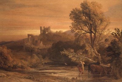 Bovini che attraversano il torrente da Samuel Palmer