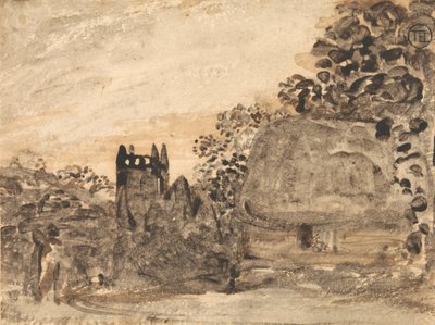 Cottage con Tetto di Paglia e Chiesa da Samuel Palmer