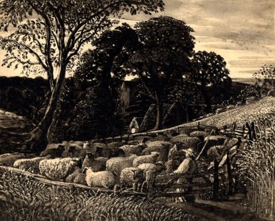 Il recinto delle pecore (acquerello) da Samuel Palmer