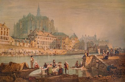 Città cattedrale su un fiume, c1825 da Samuel Prout
