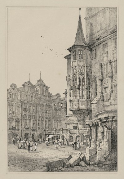 Facsimili di schizzi fatti nelle Fiandre e in Germania: Hotel de Ville, Praga da Samuel Prout