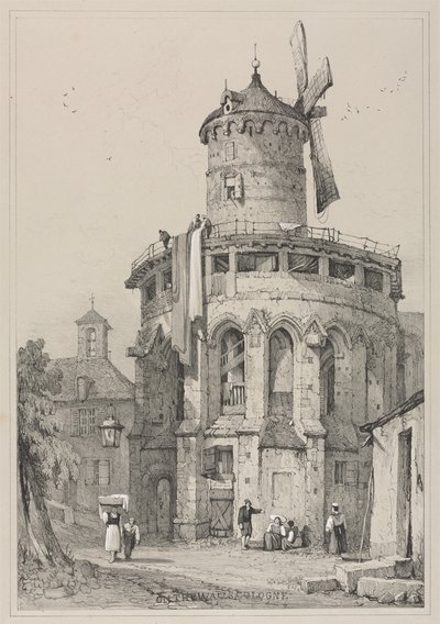 Facsimili di schizzi fatti nelle Fiandre e in Germania: Sulle mura, Colonia, 1833 da Samuel Prout