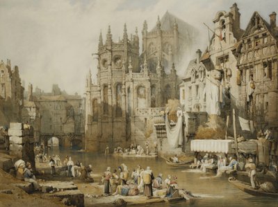 Figure sulle Rive del Fiume a St. Etienne, Caen da Samuel Prout