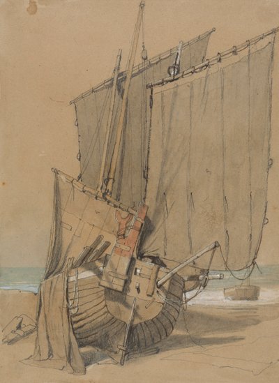 Barche da Pesca sulla Spiaggia con Vele ad Asciugare da Samuel Prout
