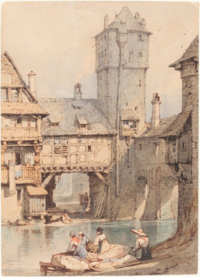 Lavandaie davanti al Wasserturm, Norimberga da Samuel Prout