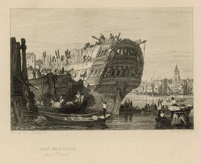 Demolizione di una nave di fronte a Wapping da Samuel Prout