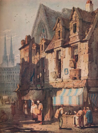 Scena di strada, Bayeux, Normandia, c1828 da Samuel Prout