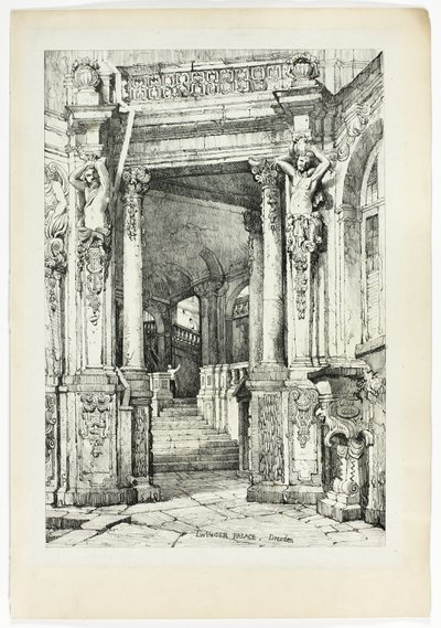 Palazzo Zwinger, Dresda, da facsimili di schizzi realizzati nelle Fiandre e in Germania da Samuel Prout