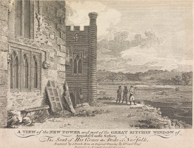 Vista della Nuova Torre e parte della Finestra della Grande Cucina del Castello di Arundel, Sussex (pubblicato da J. Sewell); pagina 13 (Volume Uno) da Samuel Rawle