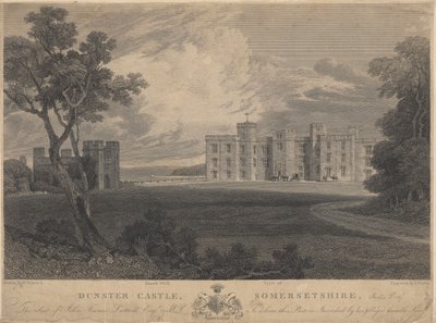 Vista sud-ovest del castello di Dunster, Somersetshire da Samuel Rawle