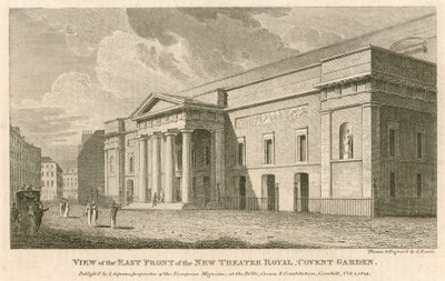 Vista del fronte est del nuovo Teatro Reale, Covent Garden, Londra da Samuel Rawle