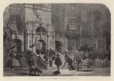 Un buon vecchio Natale inglese: il benvenuto alla porta della sala (incisione) da Samuel Read