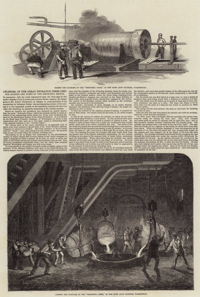Cilindro della grande pressa idraulica utilizzata per sollevare i tubi del ponte Britannia da Samuel Read