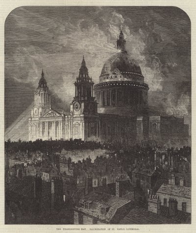 Il giorno del ringraziamento, illuminazione della cattedrale di St. Paul da Samuel Read