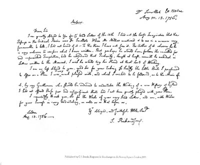 Una lettera di Samuel Richardson al Dr. Smollett, 1756, 1840 da Samuel Richardson