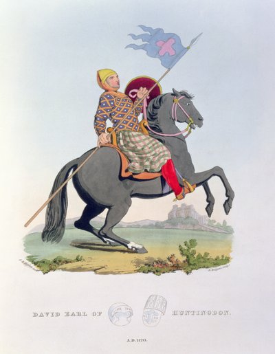 David, Conte di Huntingdon (1084-1153) 1120, inciso da Richard H. Bridgens da Ancient Armour, scritto dall