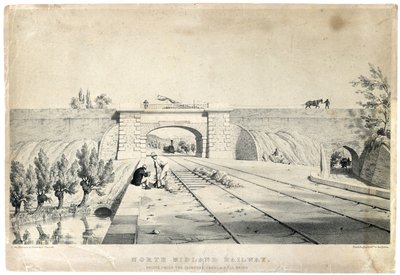 Ponte della North Midland Railway sotto il Canale di Cromford a Bull Bridge c.1840 da Samuel Russell