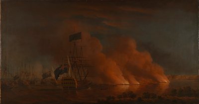 Zattere incendiarie francesi che attaccano la flotta britannica al largo di Quebec, 28 giugno 1759 da Samuel Scott