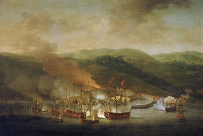 Guerra di successione austriaca (1740-1748): il bombardamento di Bastia (Francia), 6 novembre da Samuel Scott