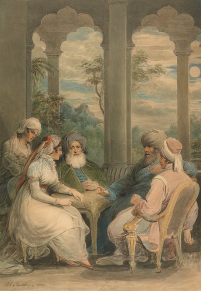 Il principe Rasselas e sua sorella che conversano nel loro palazzo estivo sulle rive del Nilo da Samuel Shelley