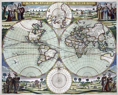 Una nuova mappa del mondo, 1702 circa (stampa) da Samuel Thornton