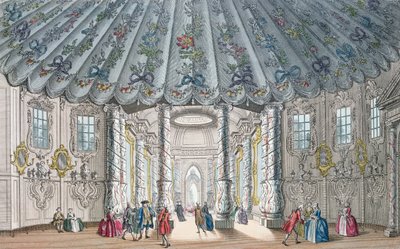 Vista interna della elegante sala musicale nei giardini di Vauxhall, incisa da H. Roberts, 1752 da Samuel Wale