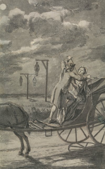 Omicidio nella carrozza (probabilmente un progetto per The Tyburn Chronicle) da Samuel Wale