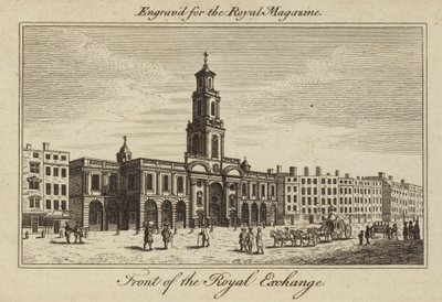 La facciata della Royal Exchange nella City di Londra da Samuel Wale