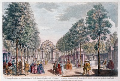 Giardini di Vauxhall, inciso da John Miller alias Johann Sebastian Müller da Samuel Wale