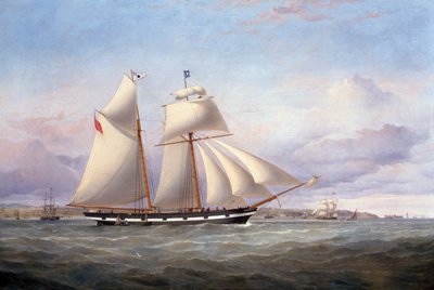 Il Lancefield che si avvicina a Perch Rock Fort e al faro nel Mersey da Samuel Walters