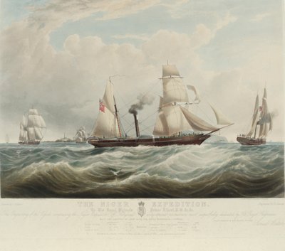 La spedizione nigeriana, alla confluenza dei fiumi Niger e Benoue, le navi Albert, Sudan e Wilberforce al largo di Holyhead (Galles), agosto-ottobre 1841 da Samuel Walters