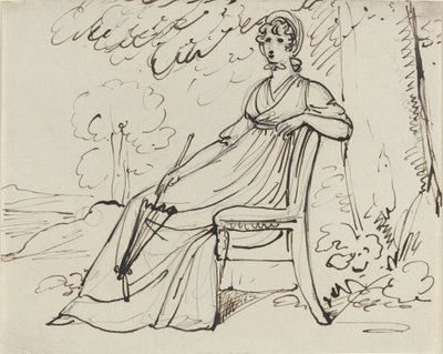 Signora seduta con un parasole da Samuel Woodforde