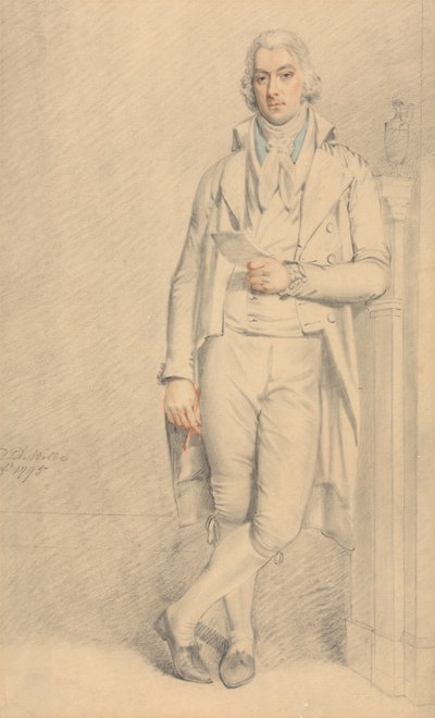 Un gentiluomo, a figura intera, con un foglio e una matita da Samuel de Wilde