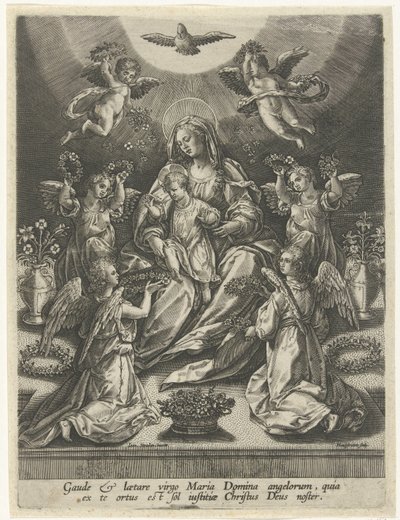 Madonna con bambino circondata da angeli da Samuel van Hoogstraten
