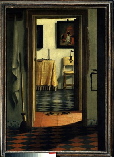 Le pantofole Un interno di casa in Olanda - Dipinto di Samuel Hoogstraten XVII secolo Parigi, Museo del Louvre da Samuel van Hoogstraten