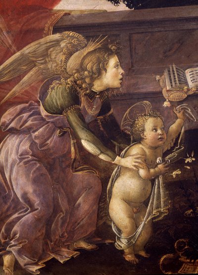 Madonna col Bambino e tre angeli (Madonna del Padiglione), (dettaglio) da Sandro Botticelli