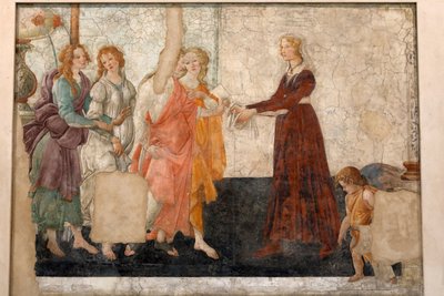 Venere e le tre Grazie offrono doni a una fanciulla, c.1483-85 (affresco) da Sandro Botticelli