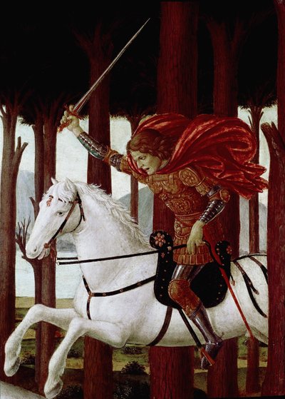 Storia di Nastagio degli Onesti: Incontro con i dannati nella pineta da Sandro Botticelli