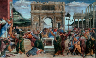 La punizione dei figli di Korah o punizione dei ribelli, Cappella Sistina da Sandro (1444/5 1510) Botticelli